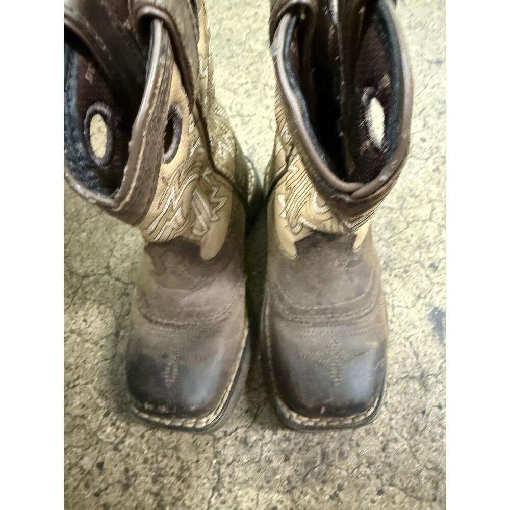 Kids Durango Western Cowboy Boots – Size 7M Brown Leather Square Toe